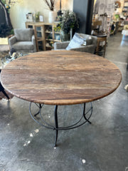 ADJUSTABLE WOOD TOP DINING TABLE WITH IRON BASE