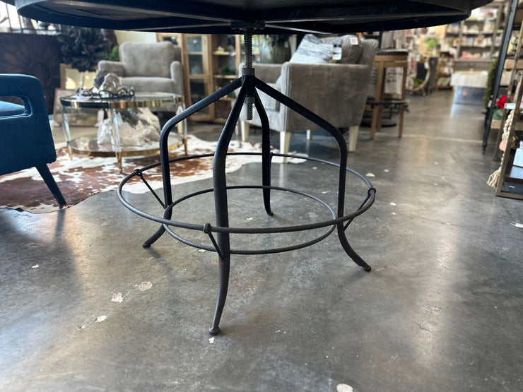 ADJUSTABLE WOOD TOP DINING TABLE WITH IRON BASE