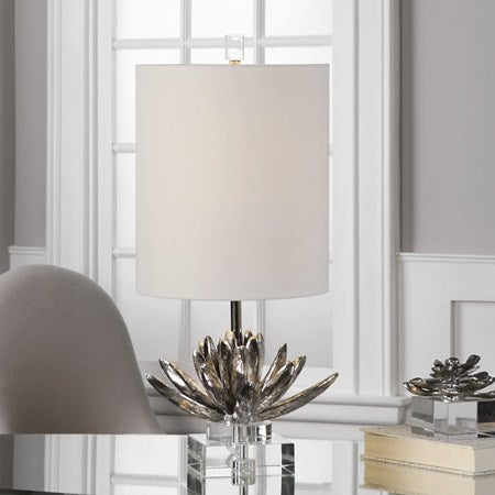 SILVER LOTUS ACCENT LAMP