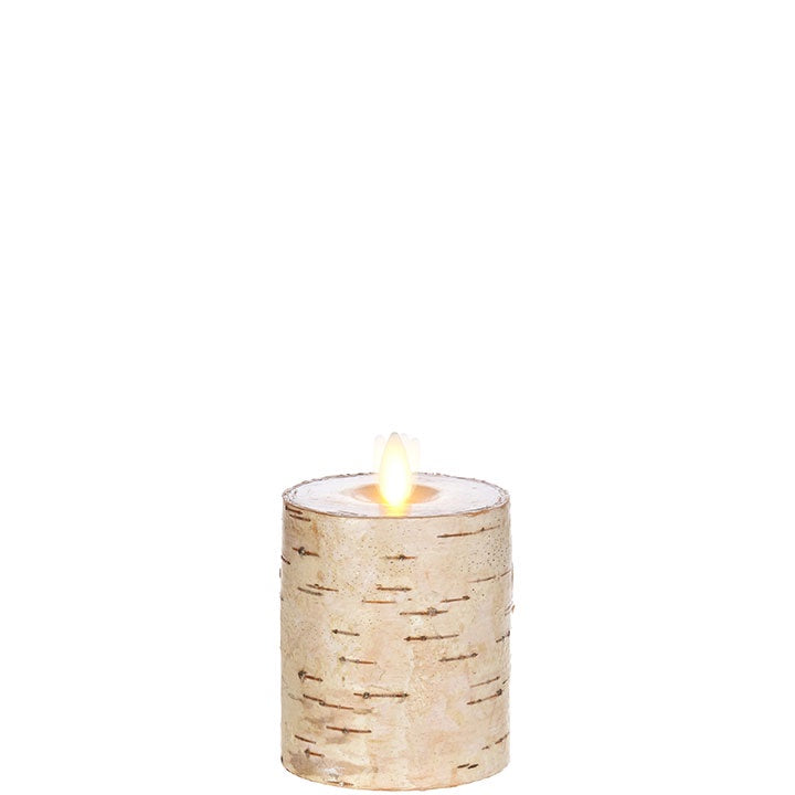 Radiance - Simply Ivory Clear Faceted Glass Pillar Candle - Poured Wax -  Realistic LED Flame Effect - Indoor - Unscented