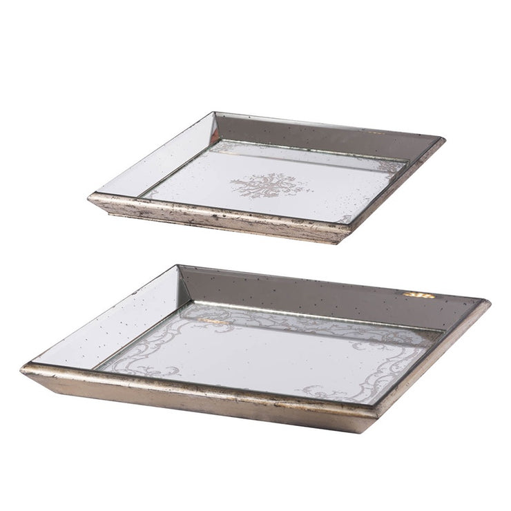 ANTIQUED MIRRORED GLASS TRAY