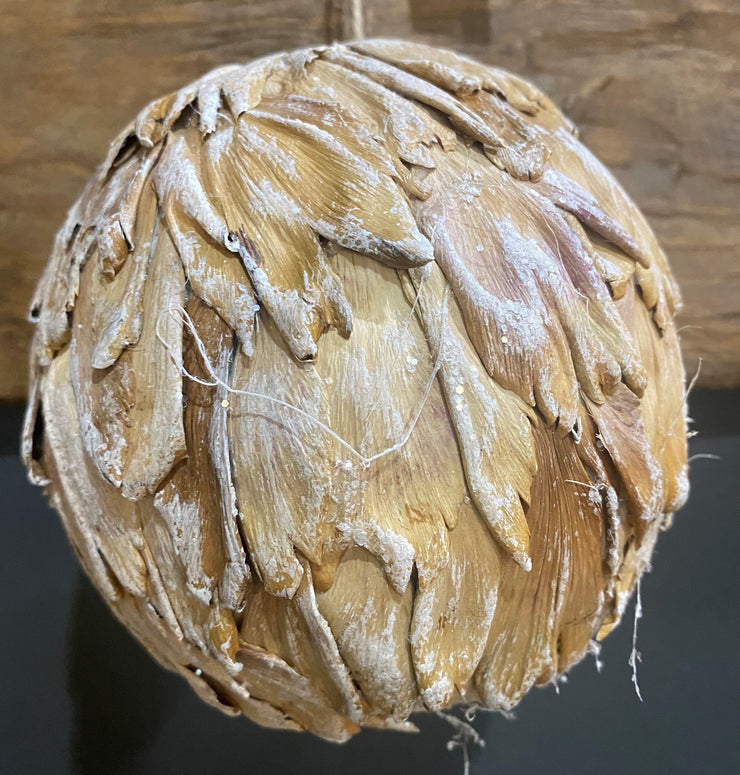 5" ROUND WOOD SHAVED PETAL ORNAMENT