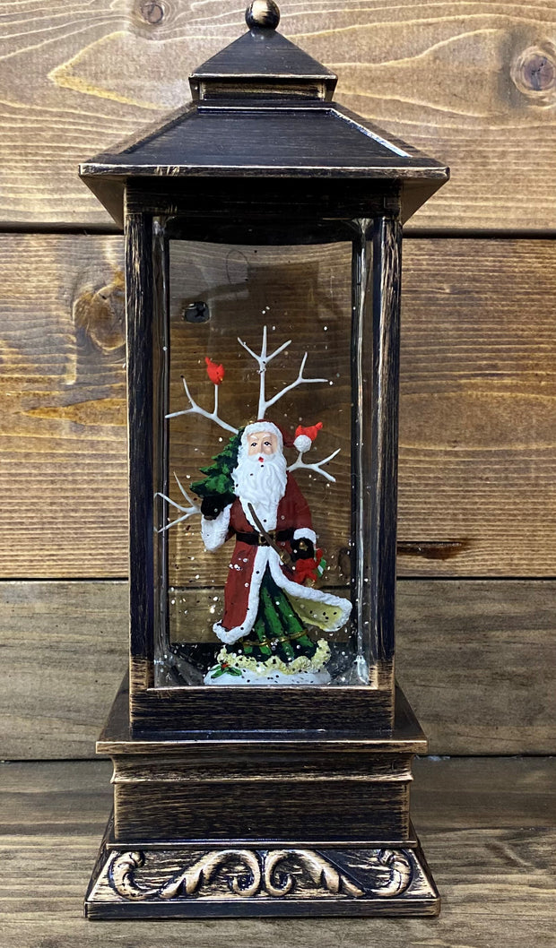 SANTA AND TREE LED LANTERN SNOW GLOBE