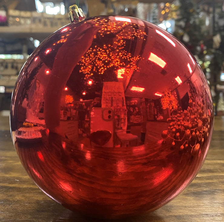250MM SHINY RED BALL ORNAMENT