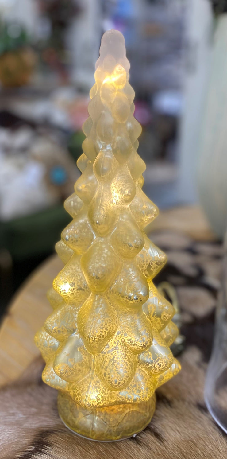 GOLD MERCURY GLASS LED TREE