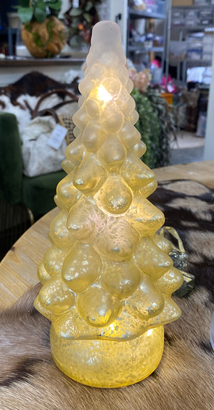 GOLD MERCURY GLASS LED TREE