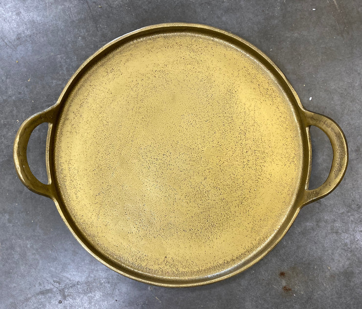 DISTRESSED GOLD TRAY WITH HANDLES