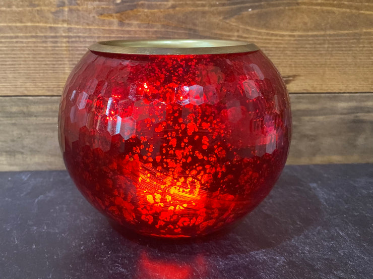 RED MERCURY GLASS CANDLE HOLDER