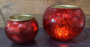 RED MERCURY GLASS CANDLE HOLDER