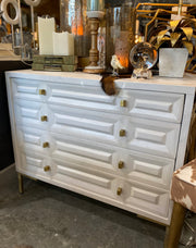 WHITE WASH CHEST WITH GOLD KNOBS