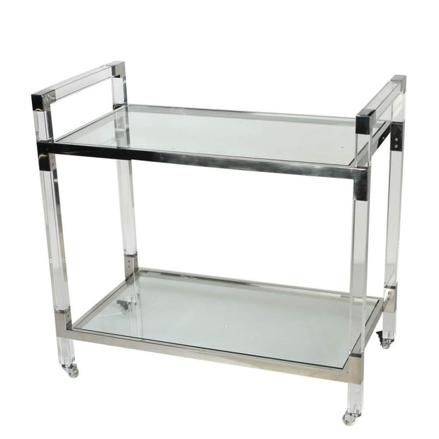 STAINLESS STEEL AND ACRYLIC BAR CART