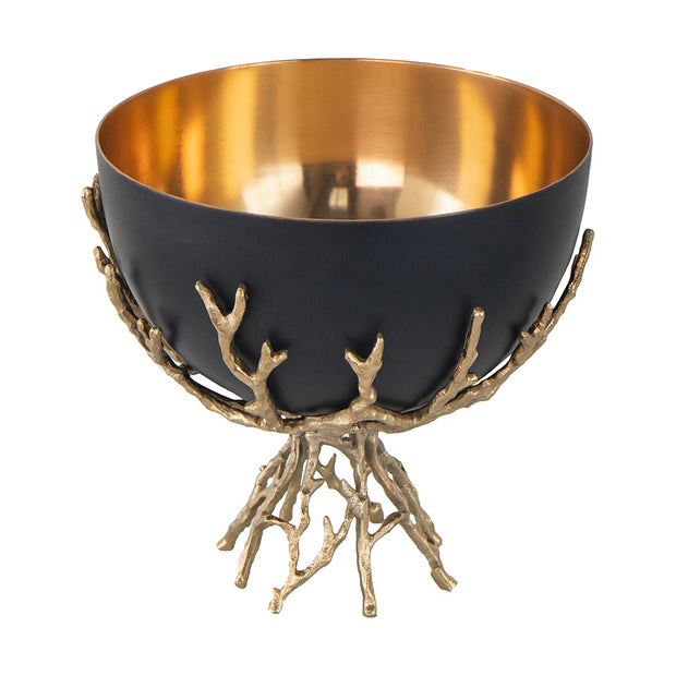 BLACK & GOLD BOWL WITH CORAL BASE