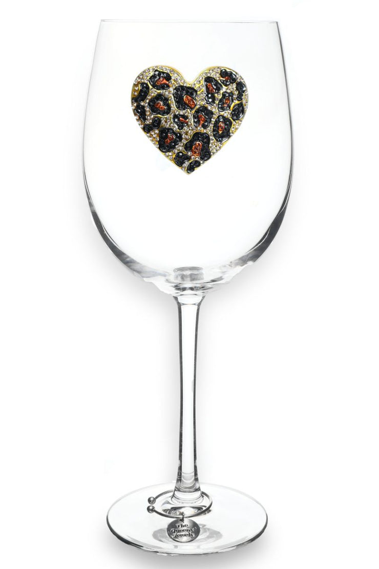 LEOPARD HEART STEMMED WINE GLASS