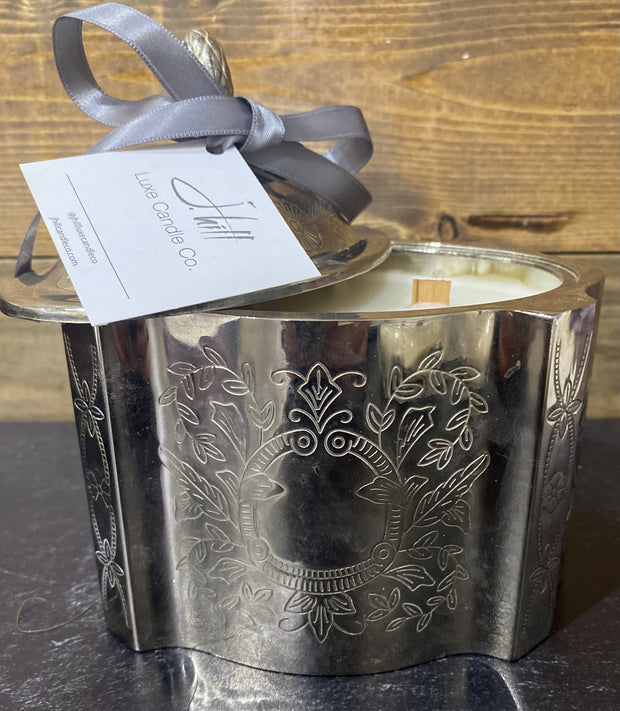 SILVER ENGRAVED LIDDED CANDLE