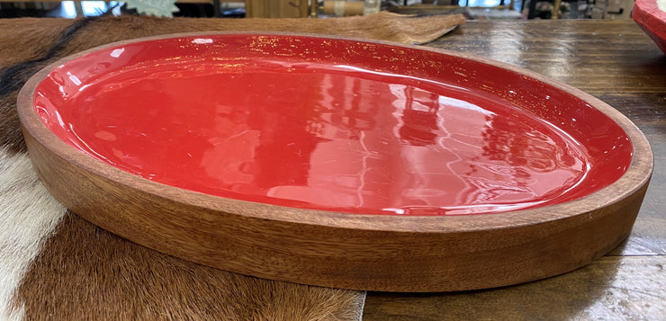 16" RED OVAL TRAY