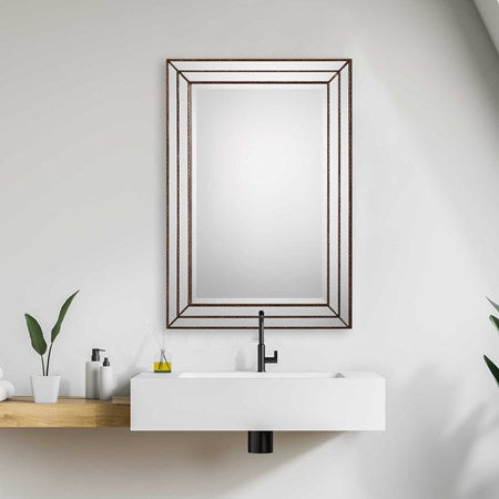 GROOVED MIRROR IN BRONZE